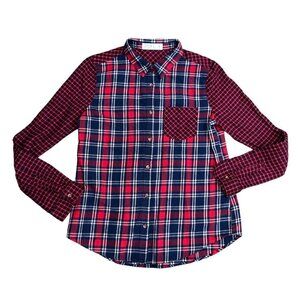 STELLA LAGUNA BEACH Flannel Shirt Women's LARGE Red Long Sleeve Button Top​​​​